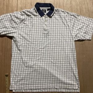 Men Dockers Short‎ Sleeve Button Polo Shirt Size Medium Check White Logo